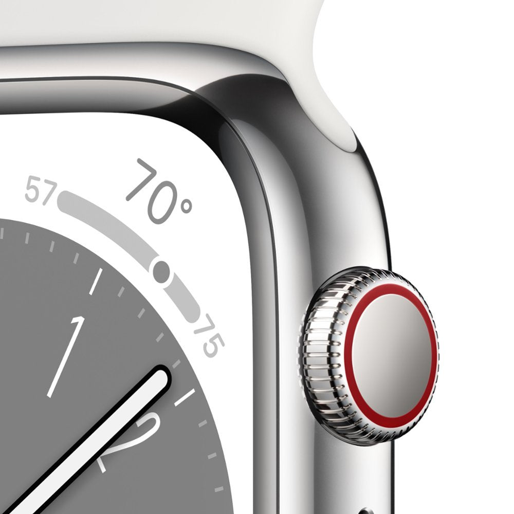 Apple Watch Series 8 (GPS + LTE) 41MM Stainless Steel Case White Sport Band  (Pre-Owned)