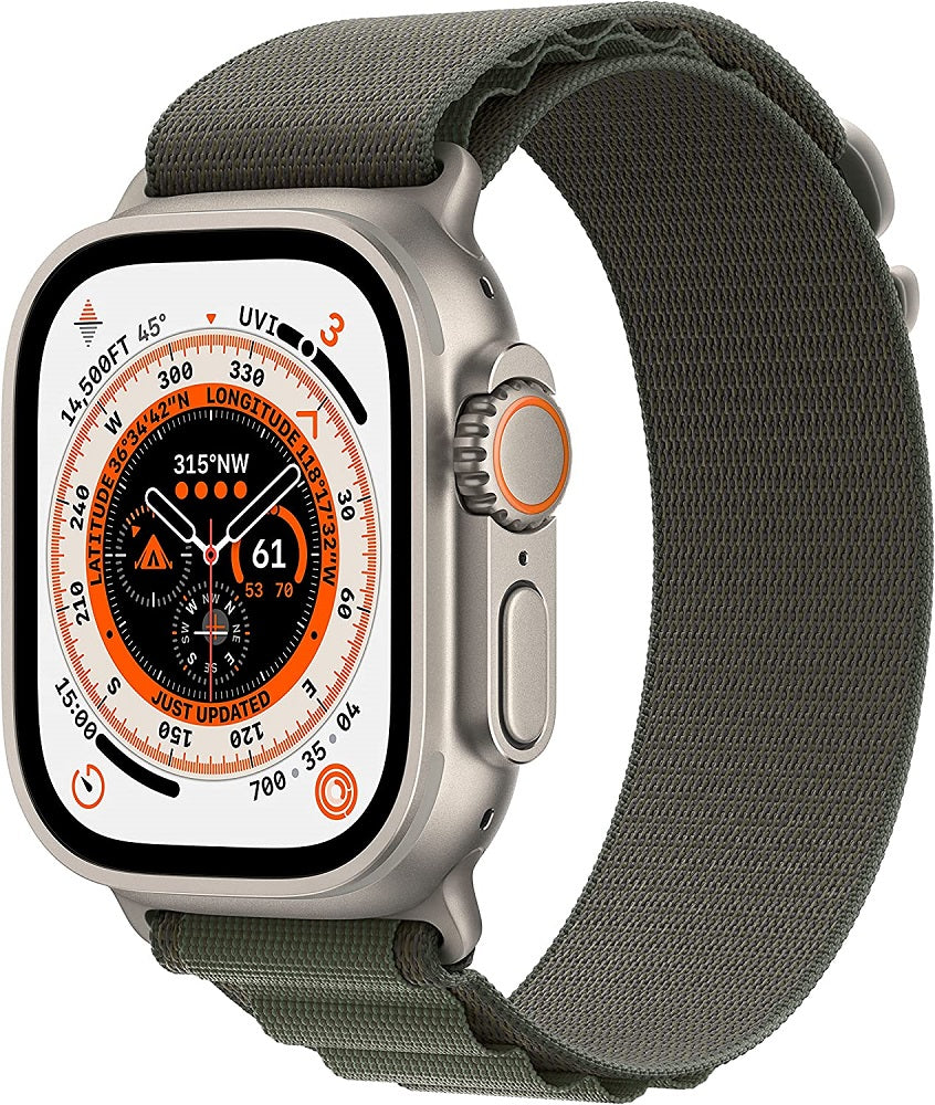 Apple Watch Series Ultra (GPS + LTE) 49MM Titanium Case Green Alpine Loop Medium (Certified Refurbished)