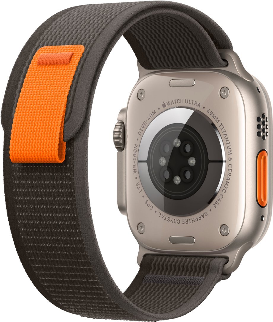 Apple Watch Ultra (GPS + LTE) 49mm Silver Titanium Case &amp; Black/Gray Trail Loop - M/L (Certified Refurbished)