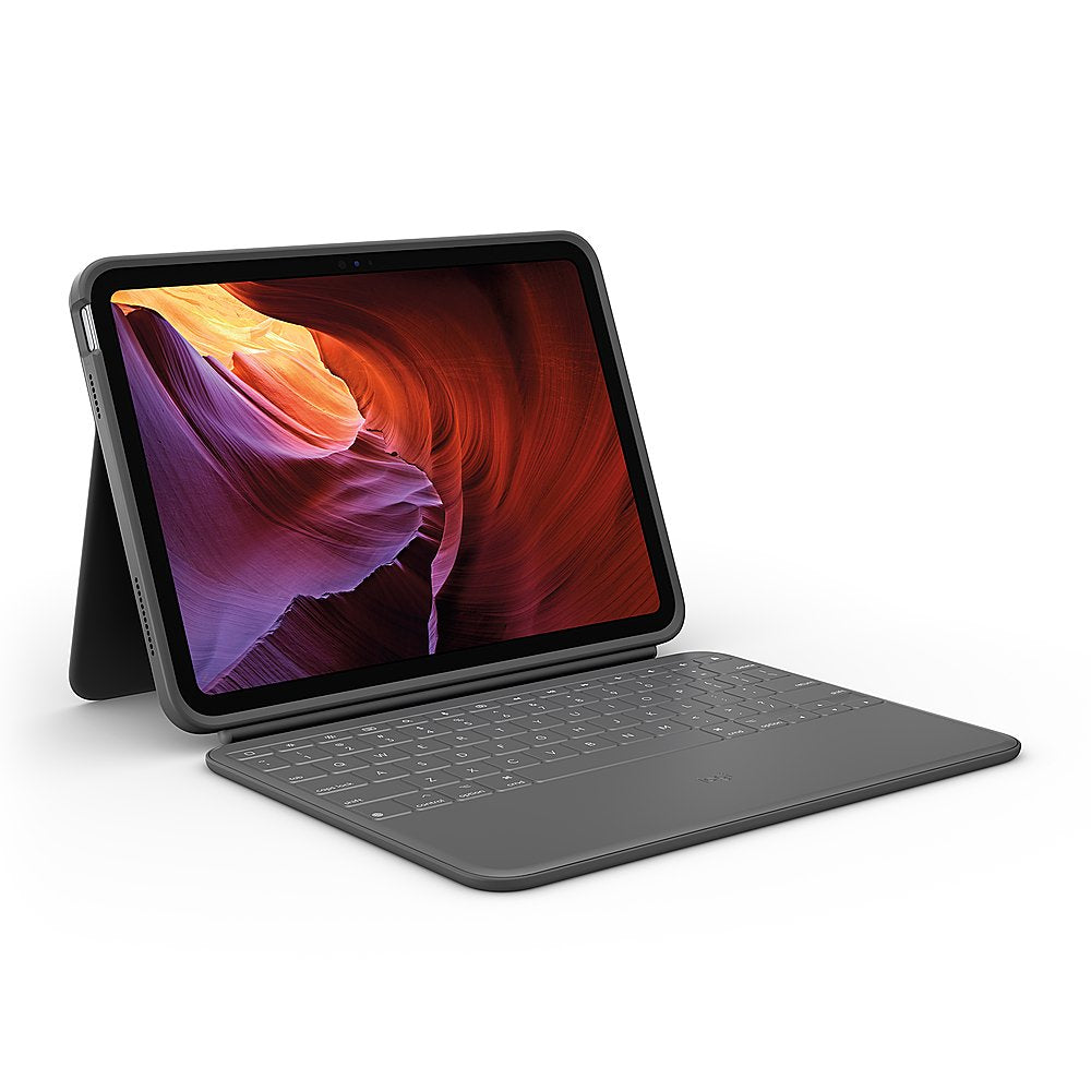Logitech Rugged Folio Keyboard Case for Apple iPad (10th Gen) - Oxford Gray (Refurbished)