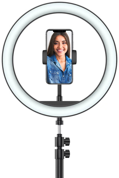 XQISIT 14-inch Selfie Ring Light Phone Stand with Tripod - Black (Certified Refurbished)