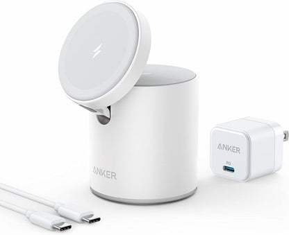 Anker 623 MagGo 2-in-1 Magnetic Wireless Charger &amp; Mount - White (Certified Refurbished)