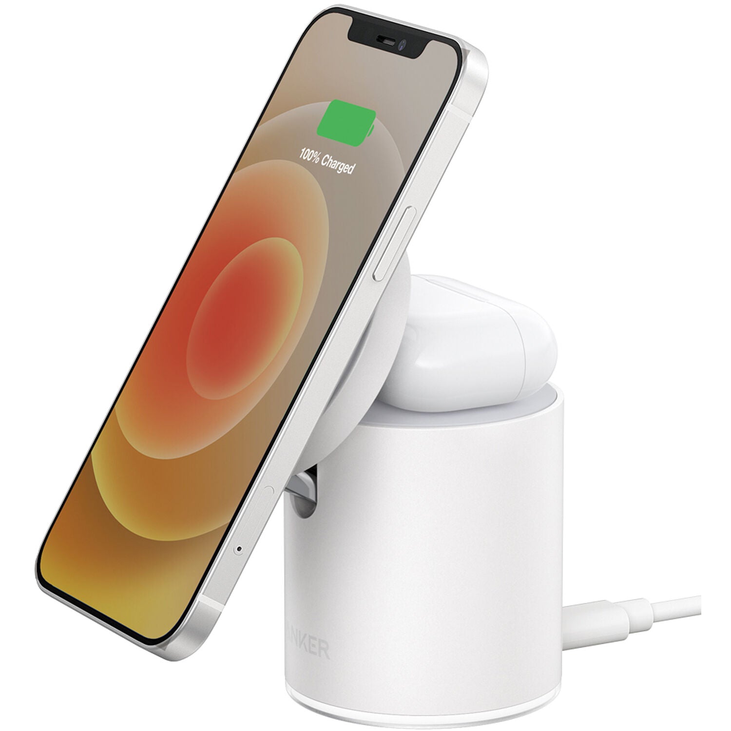 Anker 623 MagGo 2-in-1 Magnetic Wireless Charger &amp; Mount - White (Certified Refurbished)