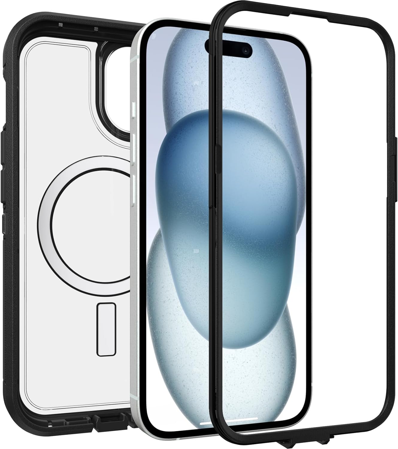 OtterBox iPhone 15 Pro Defender Series XT Case with MagSafe, Screenless, Rugged - Non-Retail Packaging - Clear/Black