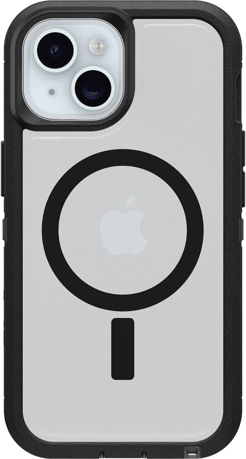 OtterBox iPhone 15 Pro Defender Series XT Case with MagSafe, Screenless, Rugged - Non-Retail Packaging - Clear/Black