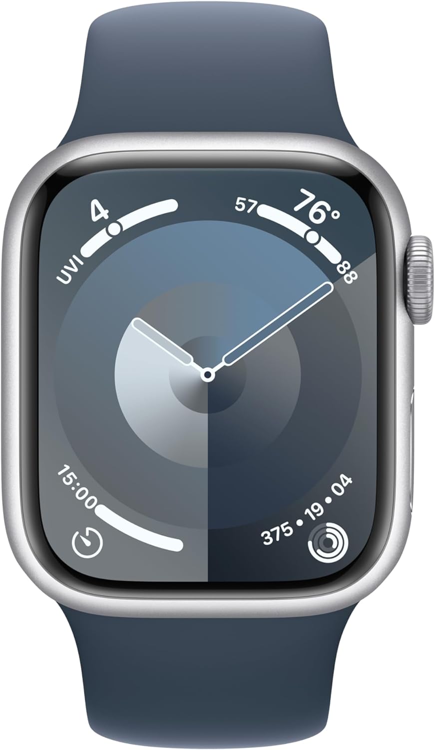 Apple Watch S9 (GPS) 41MM Silver Aluminum Case Storm Blue Sport Band (Certified Refurbished)