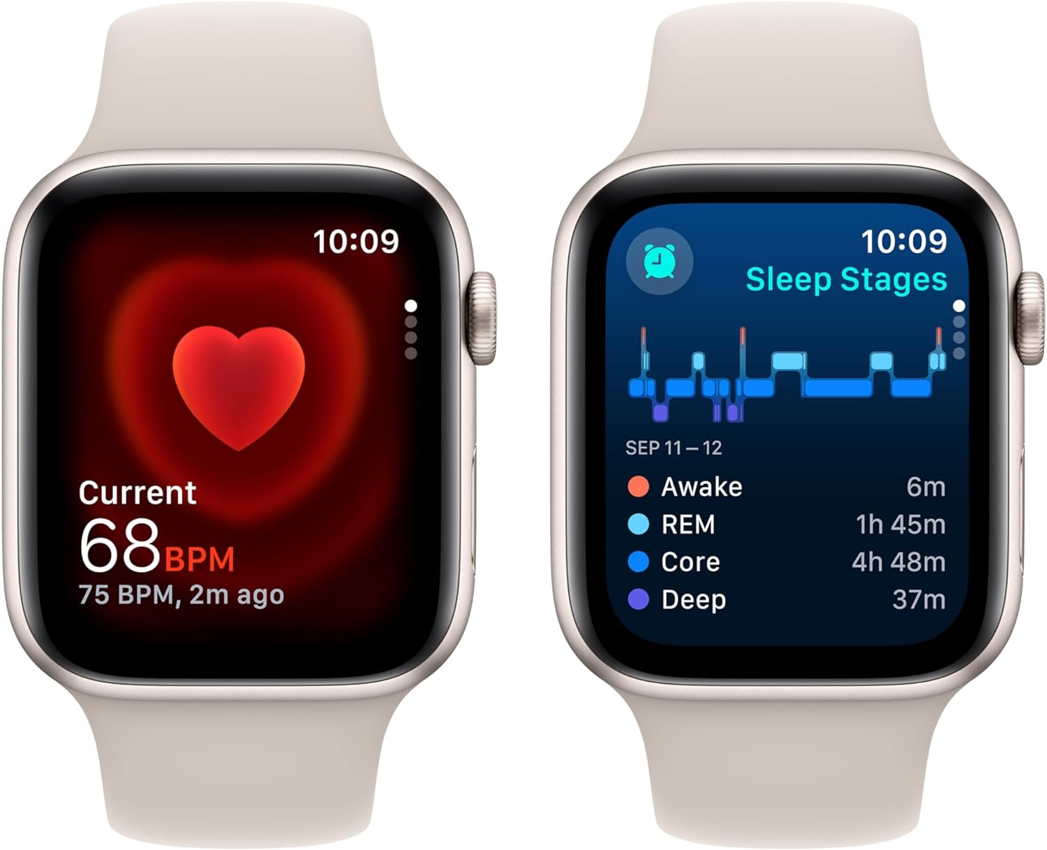 Apple Watch Series SE 2nd Gen (GPS) 44MM Aluminum Case Starlight Sport Band (Renewed)