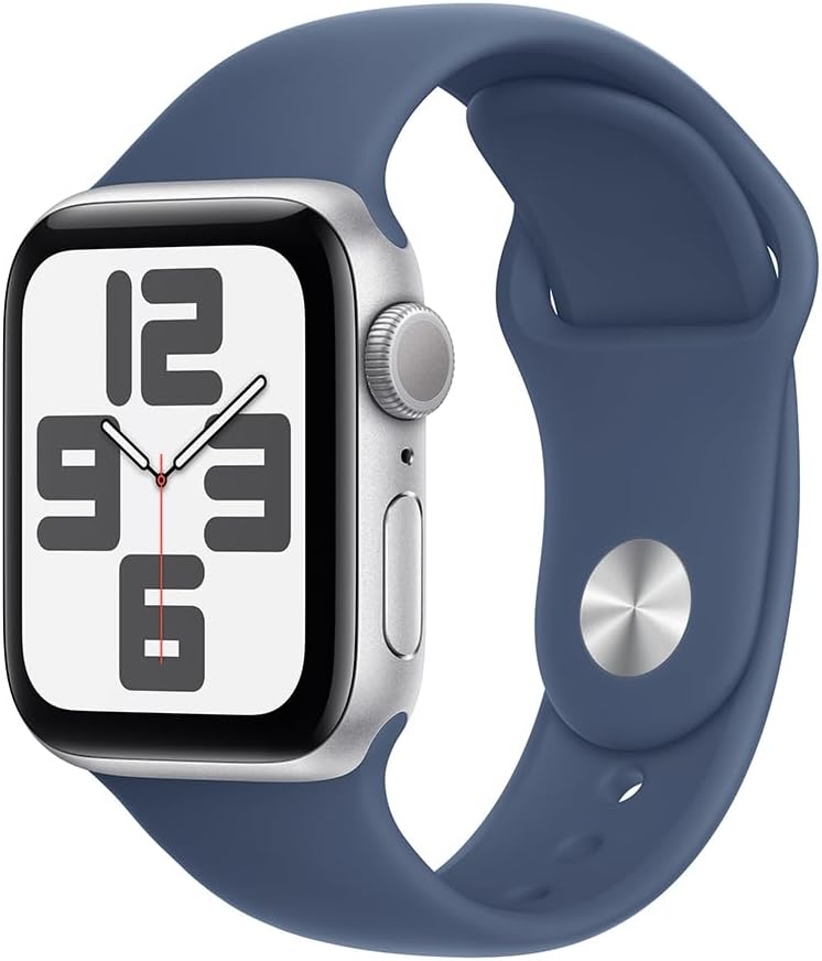 Apple Watch Series SE 2nd Gen (GPS) 40MM Silver Aluminum Case Denim Sport Band (Refurbished)
