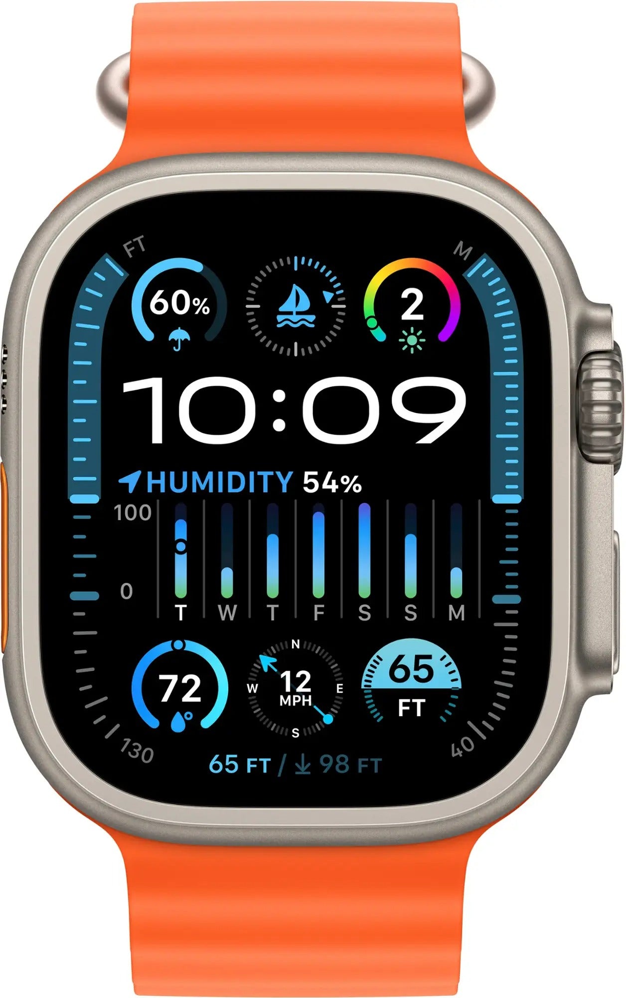Apple Watch Ultra 2 (GPS + LTE) 49MM Titanium Case Orange Ocean Band (Certified Refurbished)