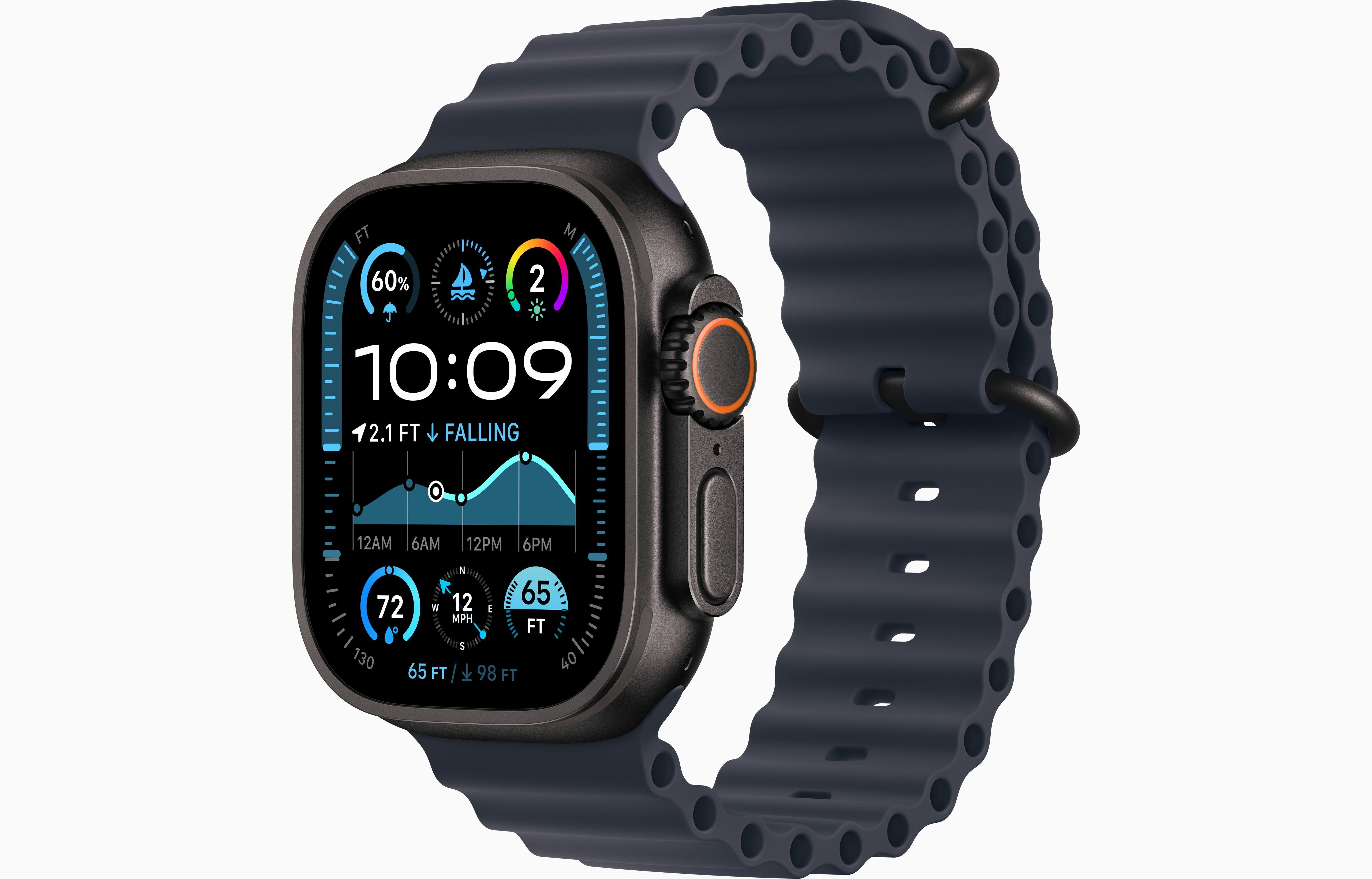 Apple Watch Ultra 2 (GPS + LTE) 49MM Black Titanium Case Navy Ocean Band (Certified Refurbished)
