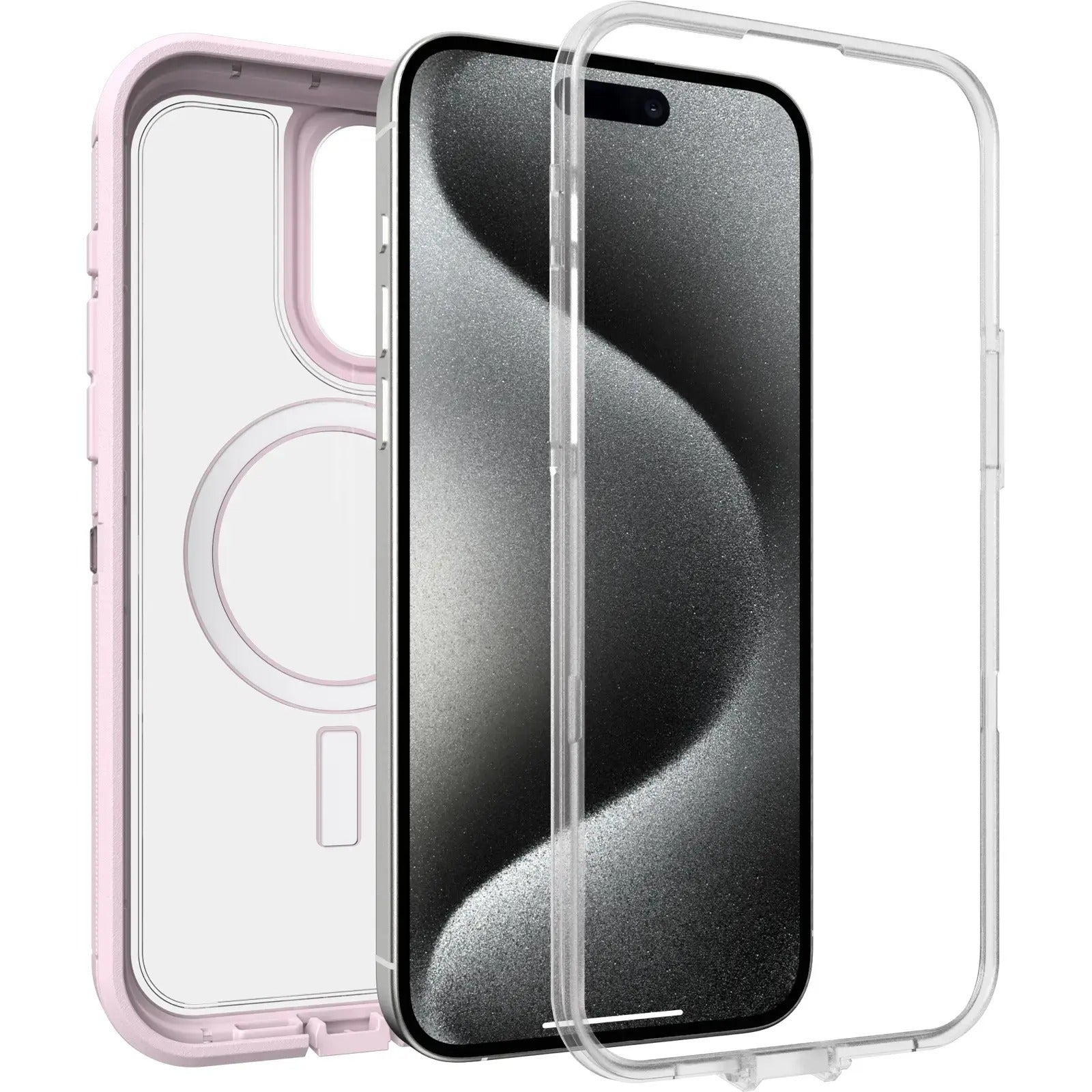 OtterBox DEFENDER SERIES XT Clear Case for iPhone 15 Pro - Mountain Frost (Clear / Pink) (Certified Refurbished)