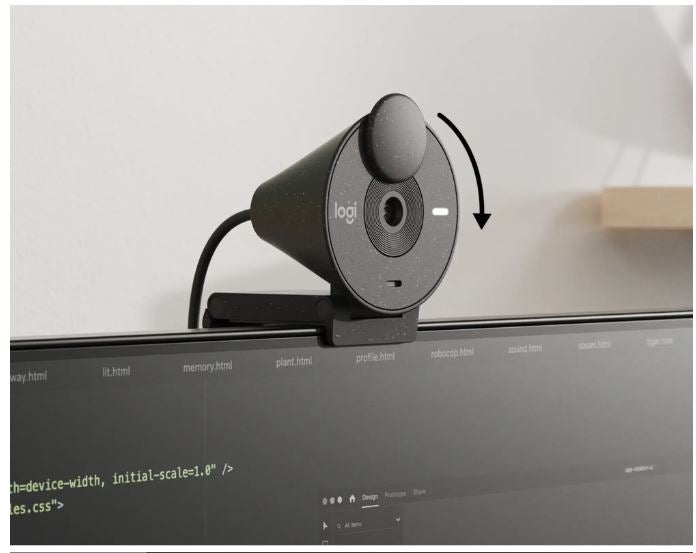 Logitech Brio 300 1920x1080p USB-C Webcam with Privacy Shutter - Graphite (Certified Refurbished)