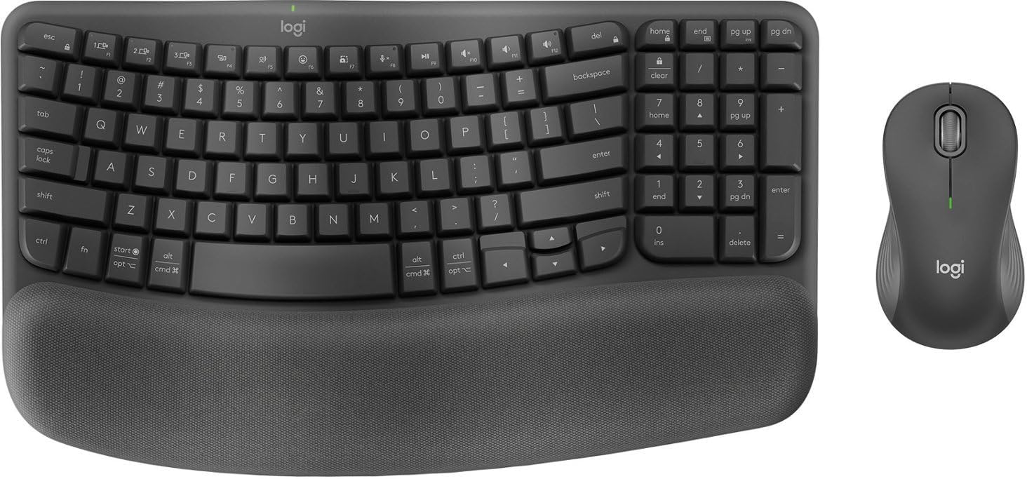 Logitech Wave Keys MK670 Combo, Wireless Ergonomic Keyboard w/ Mouse - Graphite (Certified Refurbished)