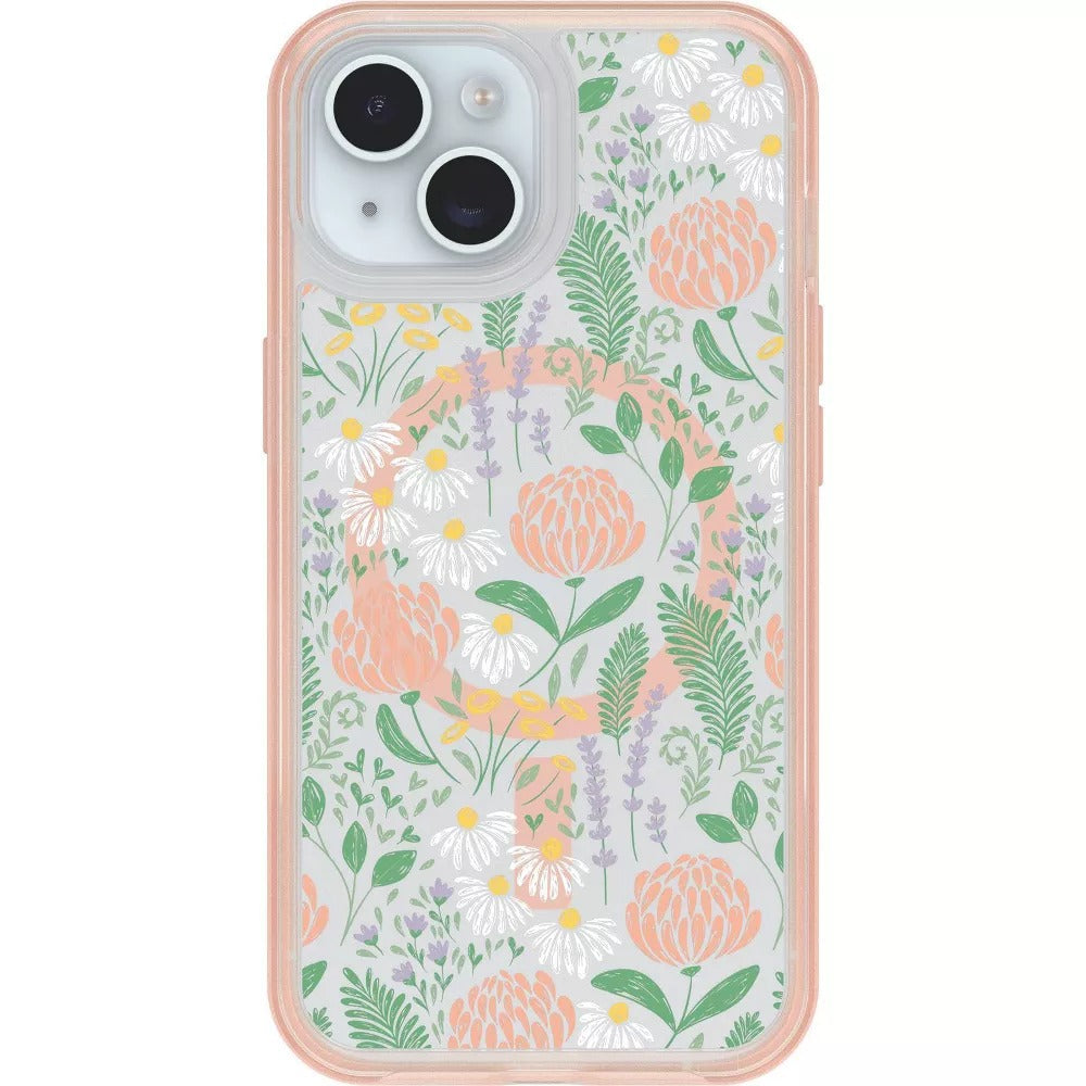 OtterBox SYMMETRY SERIES Case for Apple iPhone 15, 14, & 13 - Peachy Bloom (New)