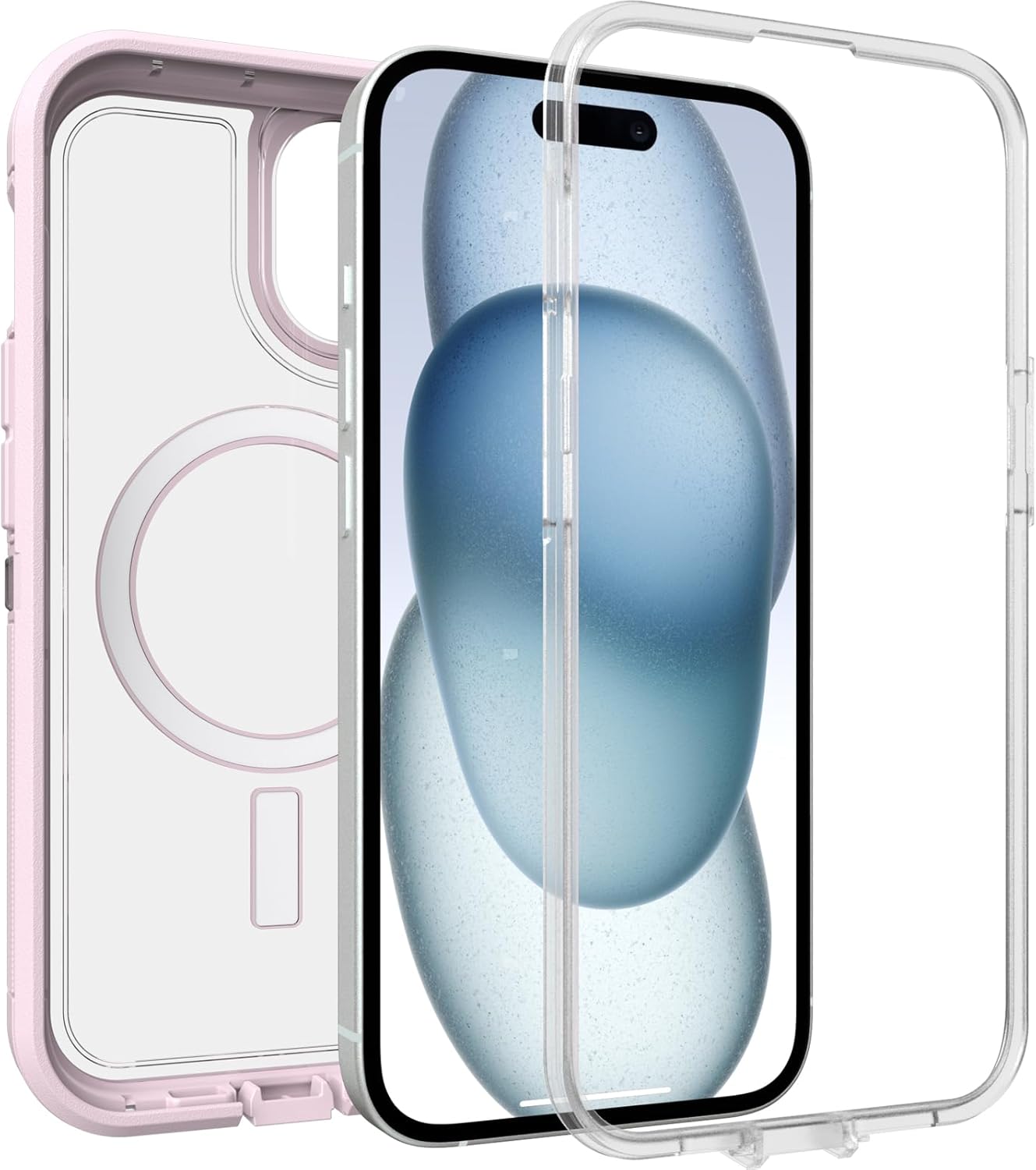 OtterBox DEFENDER SERIES XT Case for iPhone 15 - Mountain Frost (Clear / Pink) (Certified Refurbished)