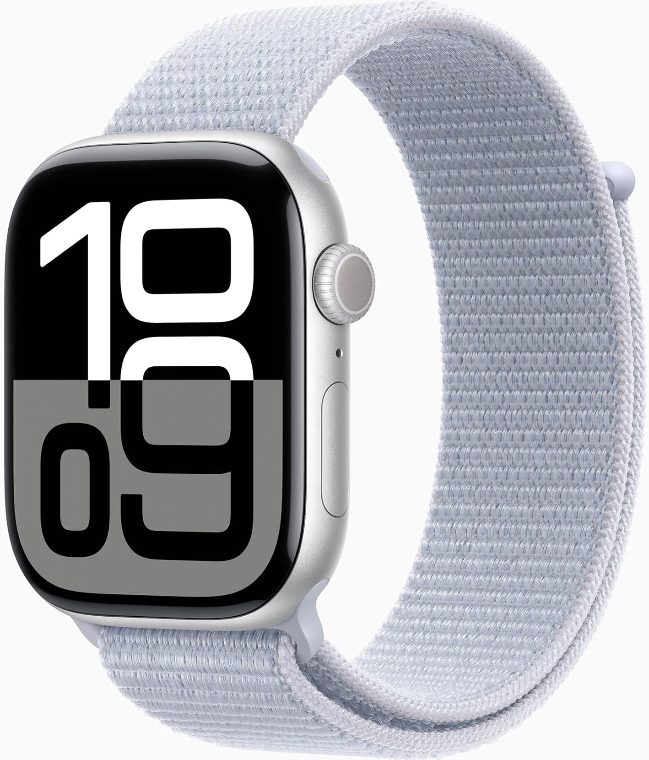 Apple Watch Series 10 (GPS+LTE) 46MM Silver Aluminum Case Blue Cloud Sport Loop (Refurbished)