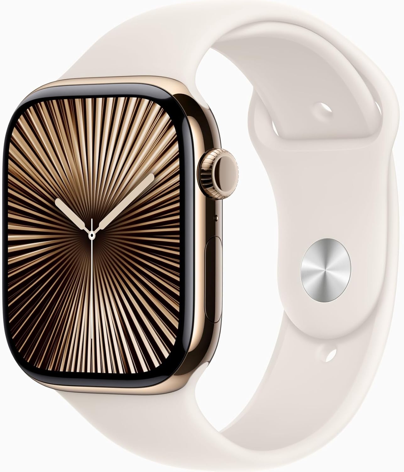 Apple Watch Series 10 (GPS+LTE) 42MM Gold Titanium Case Starlight Sport Band (Refurbished)