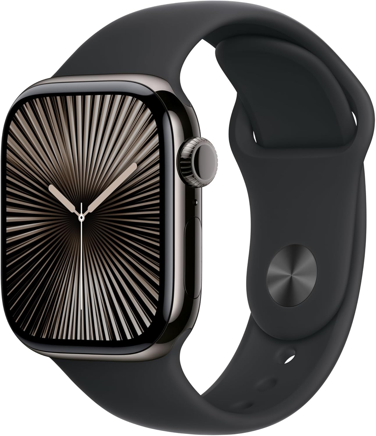 Apple Watch Series 10 (GPS + LTE) 46MM Slate Titanium Case Black Sport Band (Renewed)