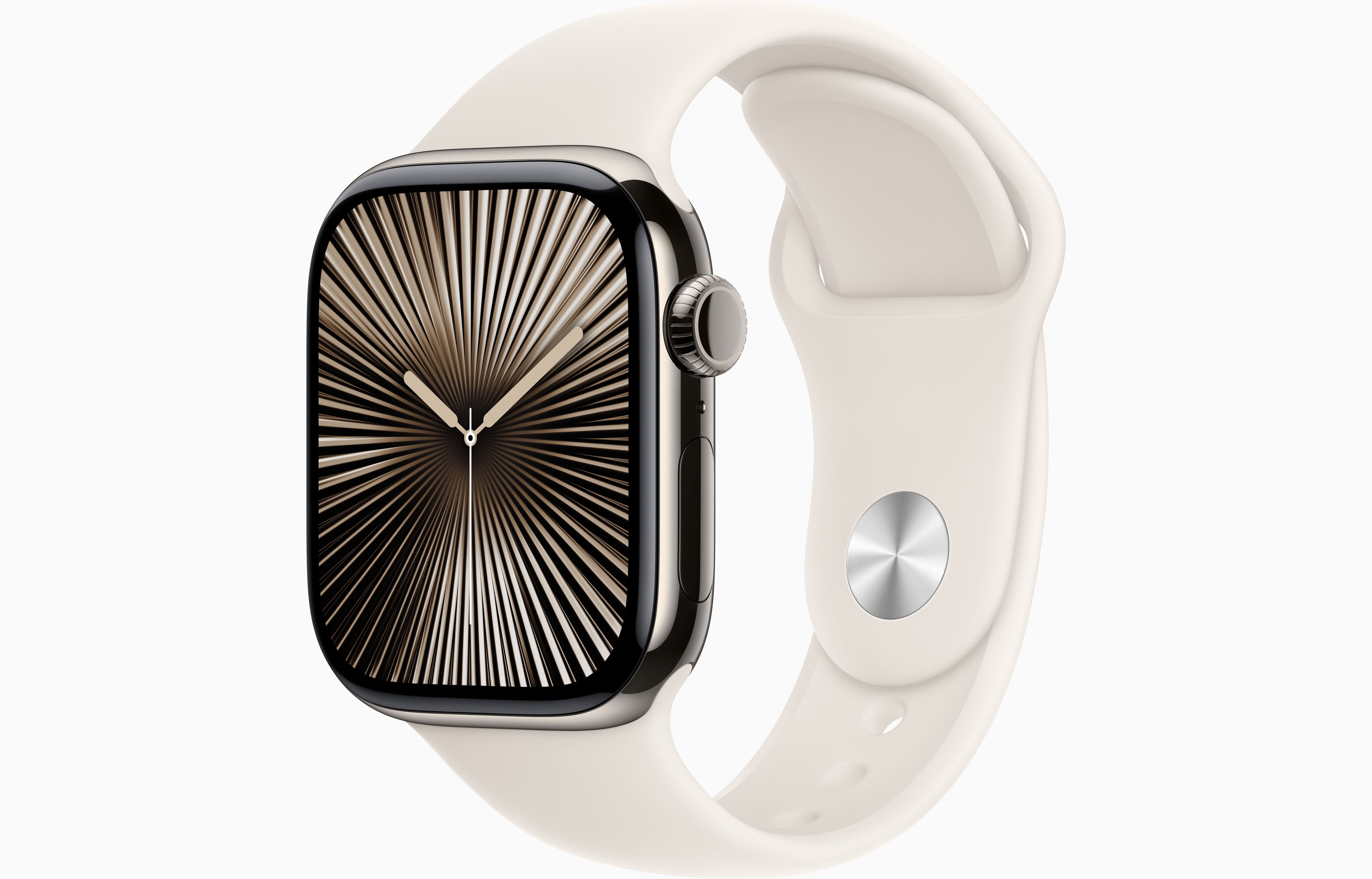 Apple Watch Series 10(GPS + LTE) 42MM Natural Titanium Case Starlight Sport Band (Refurbished)