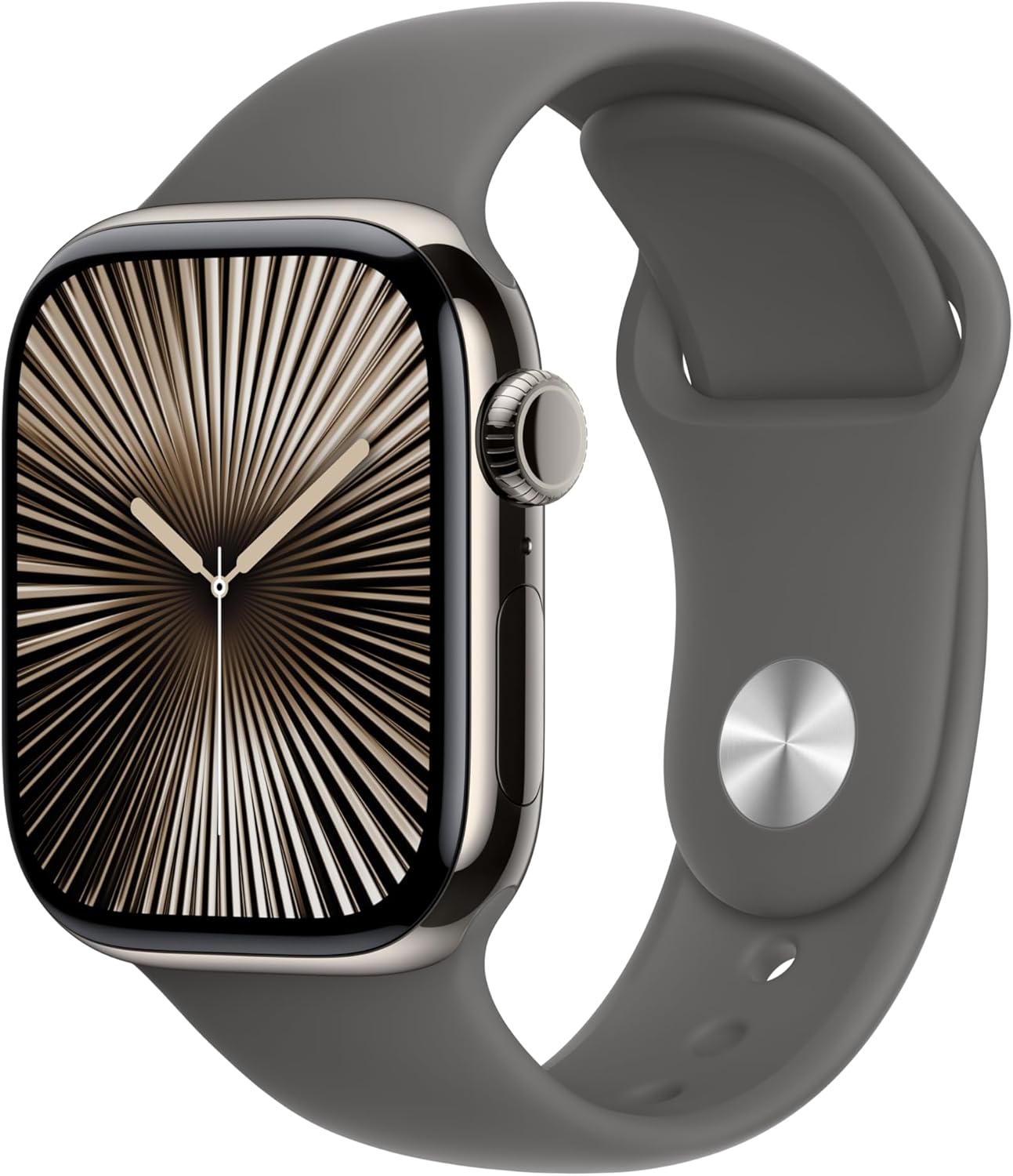 Apple Watch Series 10 (GPS+LTE) 42MM Natural Titanium Case Stone Gray Sport Band (Certified Refurbished)