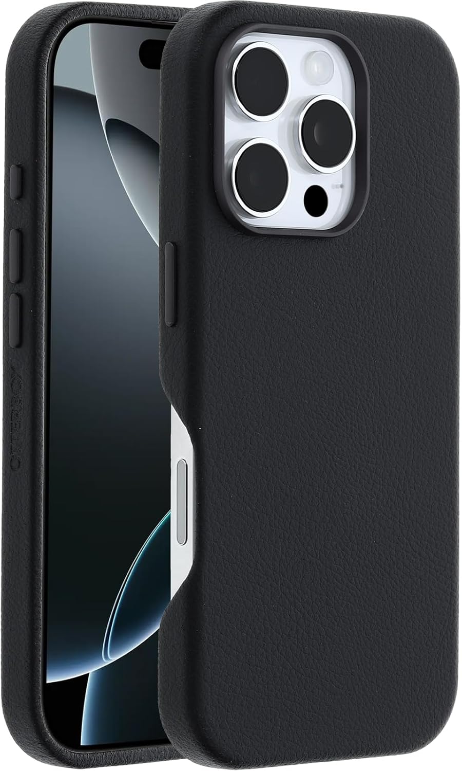 OtterBox SYMMETRY SERIES Cactus Leather Case for iPhone 16 Pro - Noir Ash (Black) (Certified Refurbished)