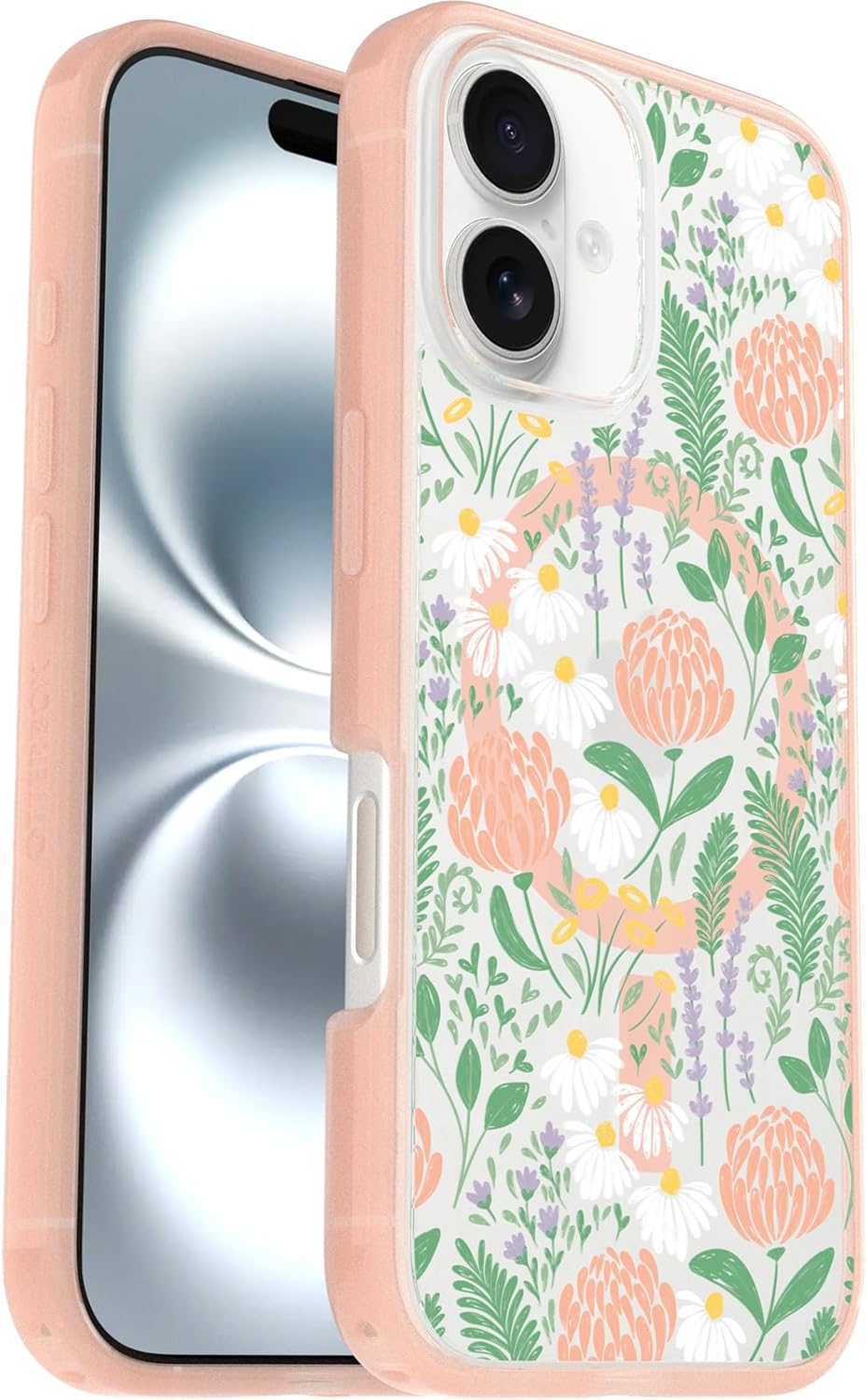 OtterBox SYMMETRY SERIES Clear Case for MagSafe iPhone 16 - Peachy Bloom (Certified Refurbished)