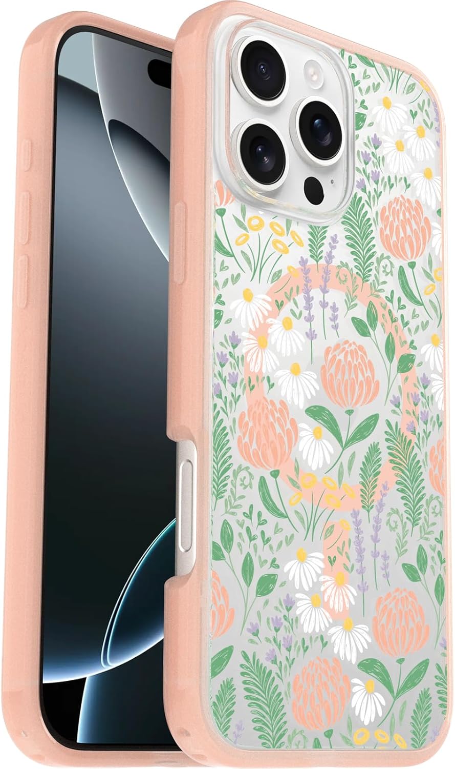 OtterBox SYMMETRY SERIES Clear Case for MagSafe iPhone 16 Pro Max - Peachy Bloom (Certified Refurbished)