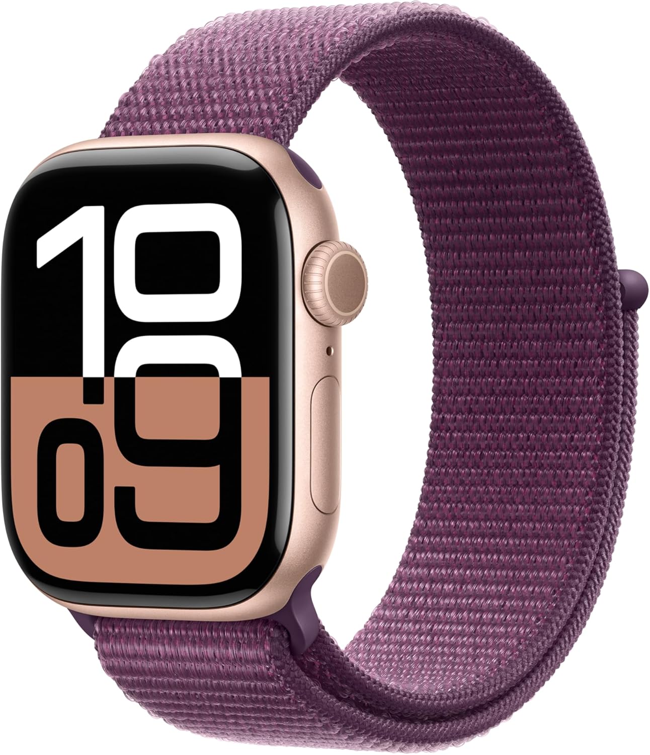 Apple Watch Series 10 (GPS) 42MM Rose Gold Aluminum Case Plum Sport Loop (Certified Refurbished)