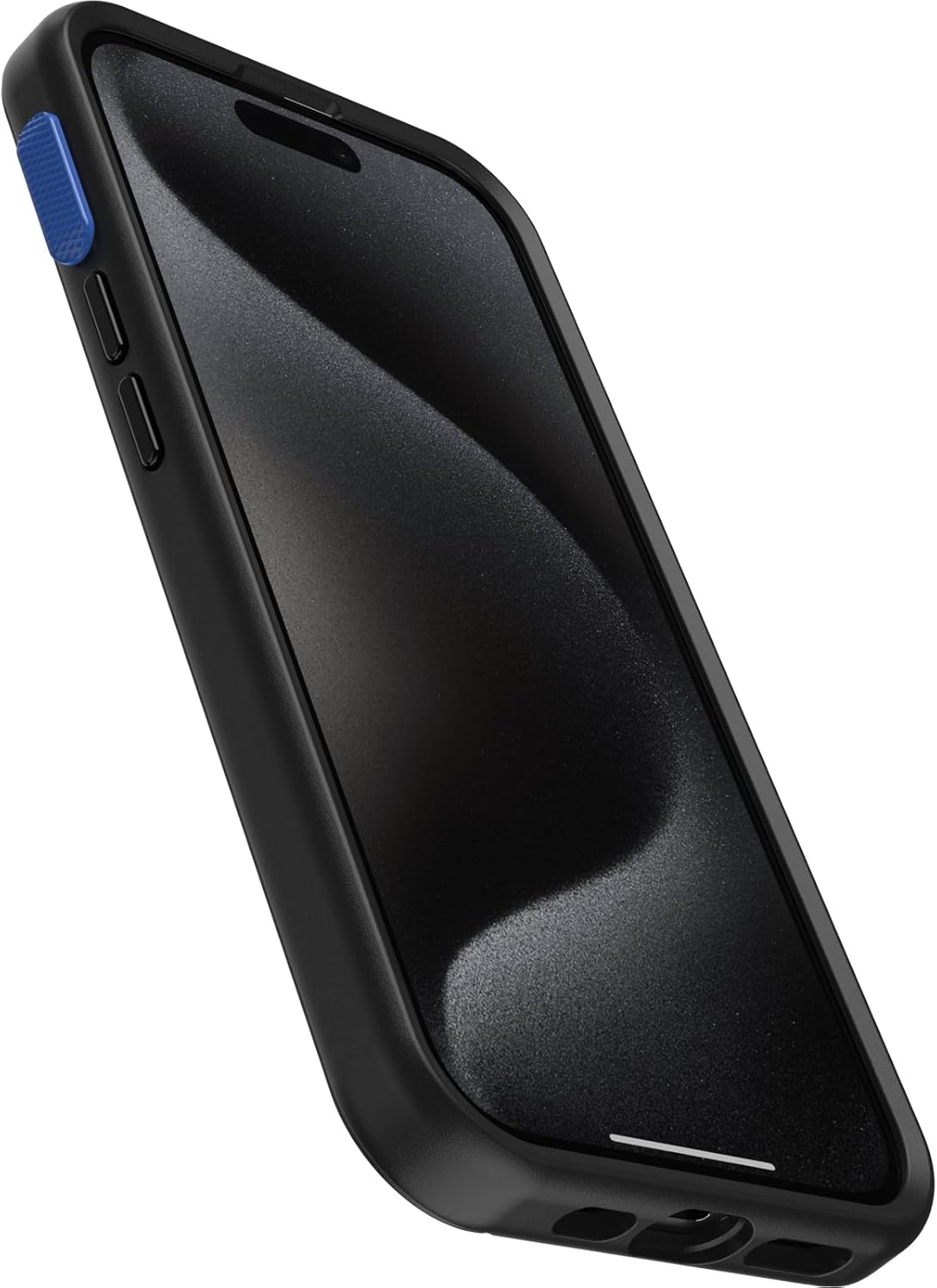 OtterBox SYMMETRY SERIES Case with Enhanced Action Button for iPhone 15 Pro - Black with Blue Button (Certified Refurbished)