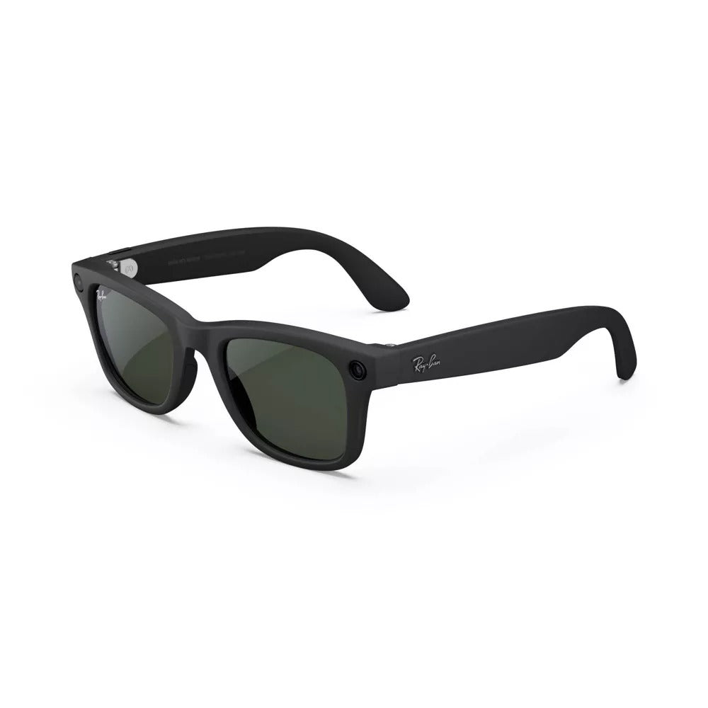 Ray-Ban Meta Wayfarer Matte Black AI Regular Glasses with Clear to Graphite Green (Renewed)
