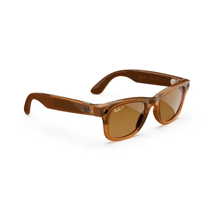 Ray-Ban Meta Wayfarer Shiny Caramel AI Regular Glasses with Brown Polarized Lenses (Refurbished)
