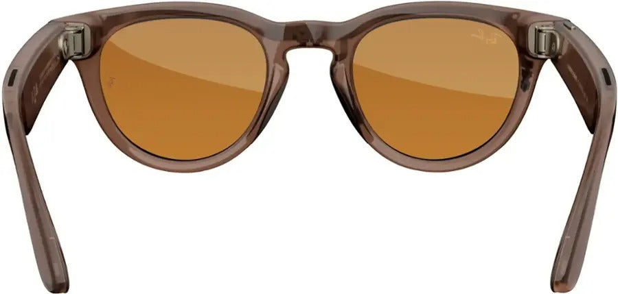 Ray-Ban Meta Headliner Shiny Warm Stone AI Glasses with Saffron Yellow Transition Lenses (Certified Refurbished)