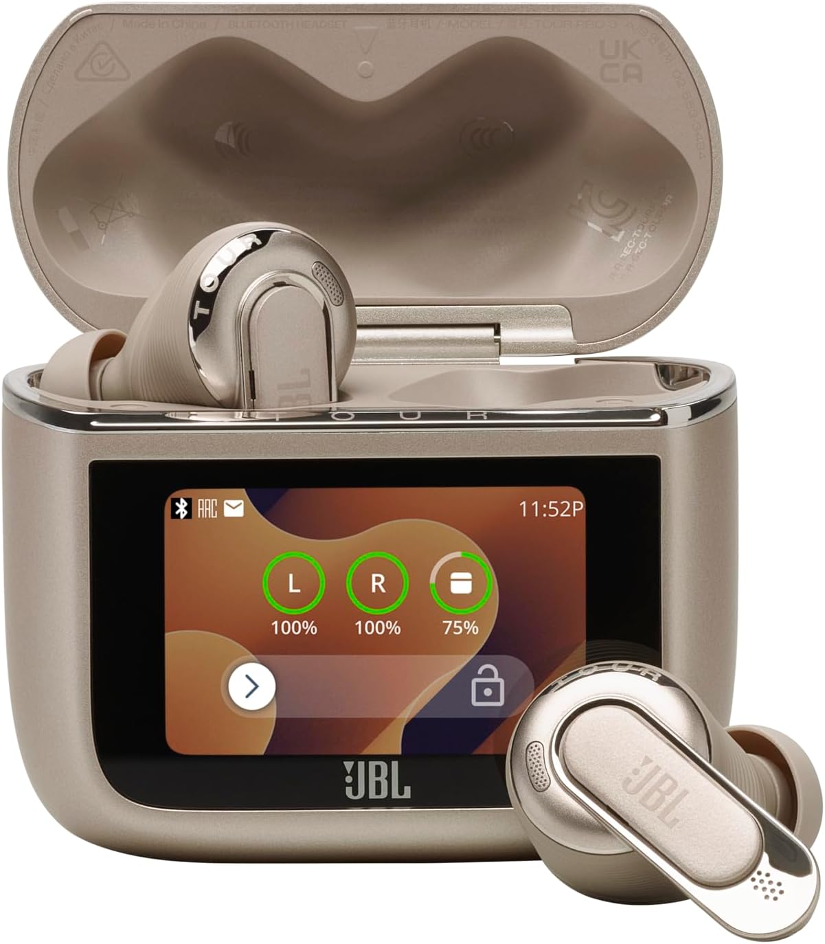 JBL Tour Pro 3 True Wireless Noise Cancelling Earbuds with Charging Case - Latte (Certified Refurbished)