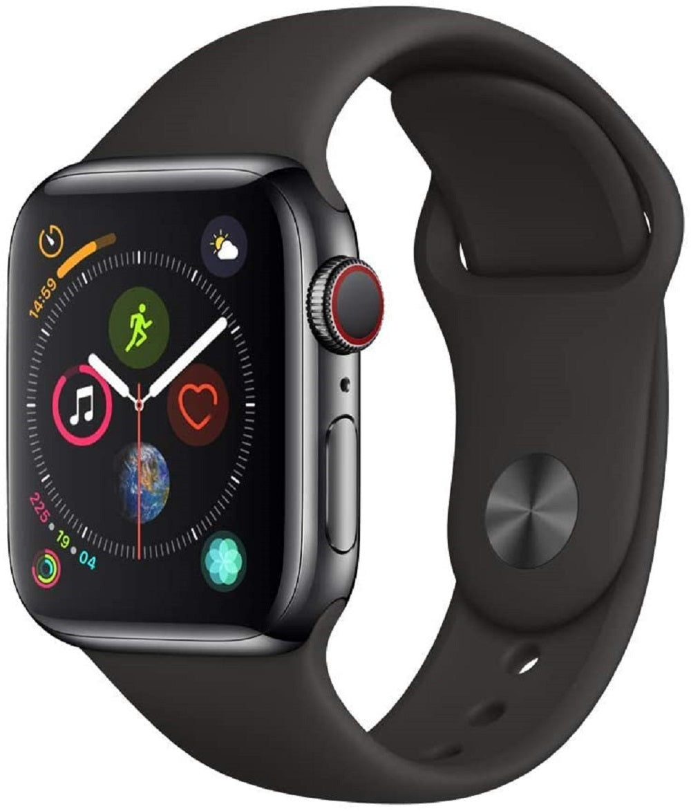 Apple Watch Series 4 (2018) 40mm GPS + Cellular - Black Stainless Steel Case &amp; Black Sport Band (Refurbished)