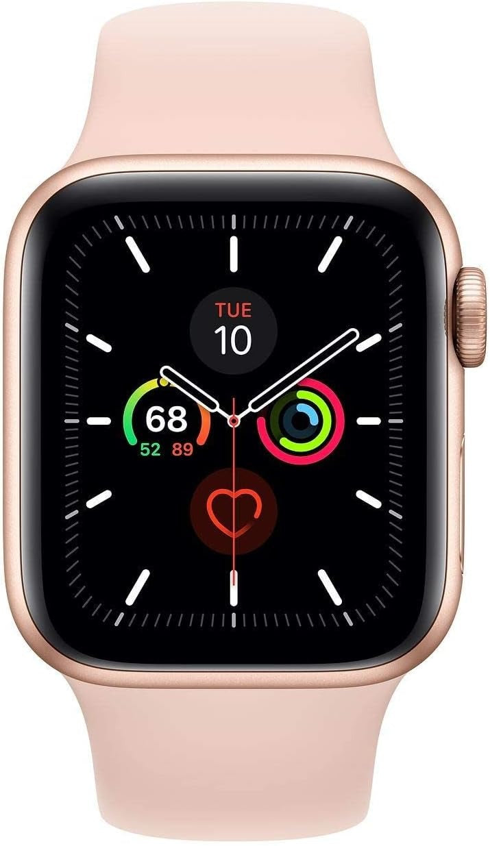 Apple Watch Series 4 (GPS + LTE) 44mm Gold Aluminum Case & Pink Sand Sport Band (Renewed)