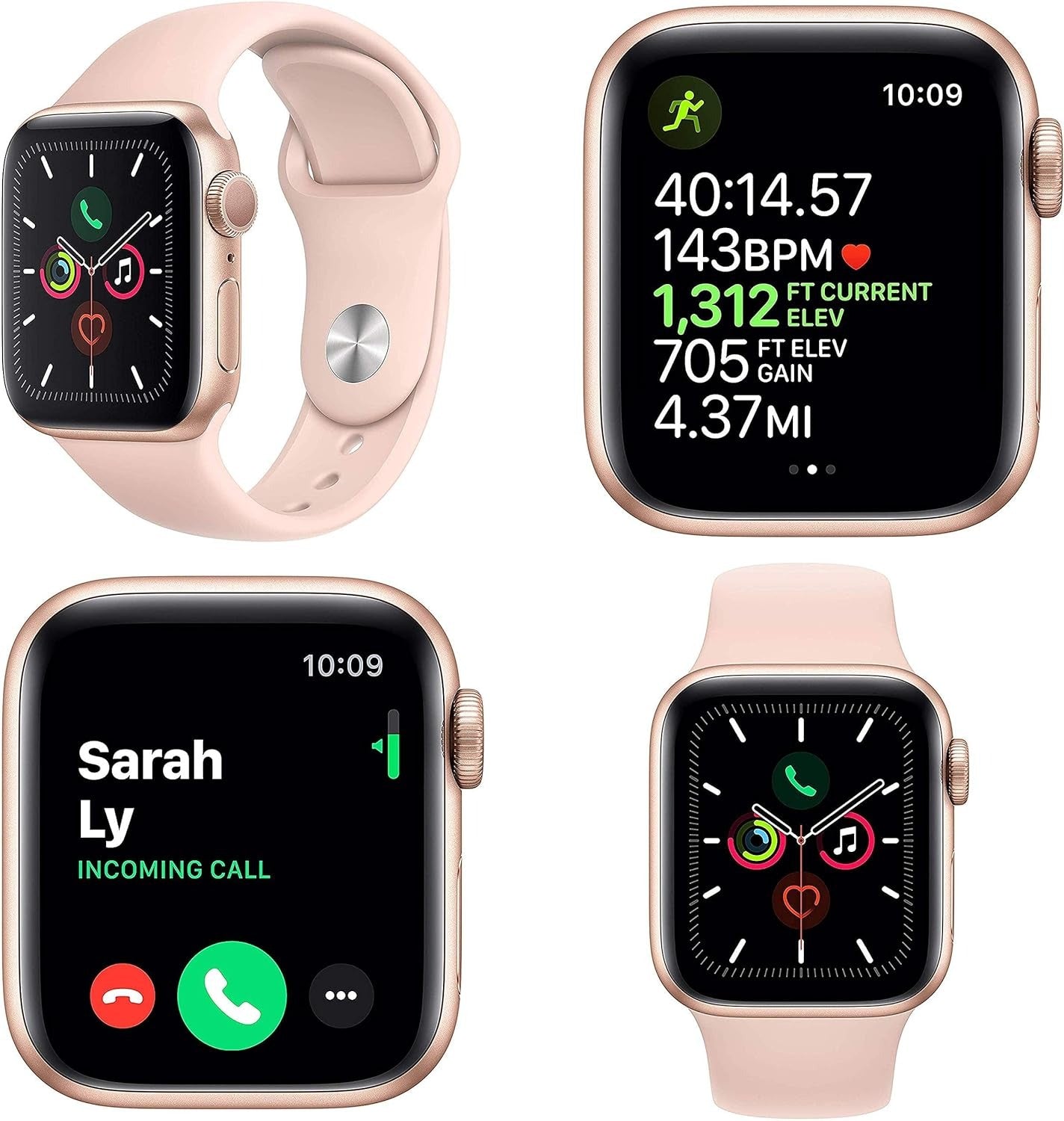 Apple Watch Series 4 (GPS + LTE) 44mm Gold Aluminum Case & Pink Sand Sport Band (Certified Refurbished)