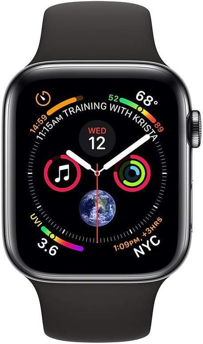 Apple Watch Series 4 (2018) 44mm GPS + Cellular - Black Stainless Steel Case &amp; Black Sport Band (Certified Refurbished)