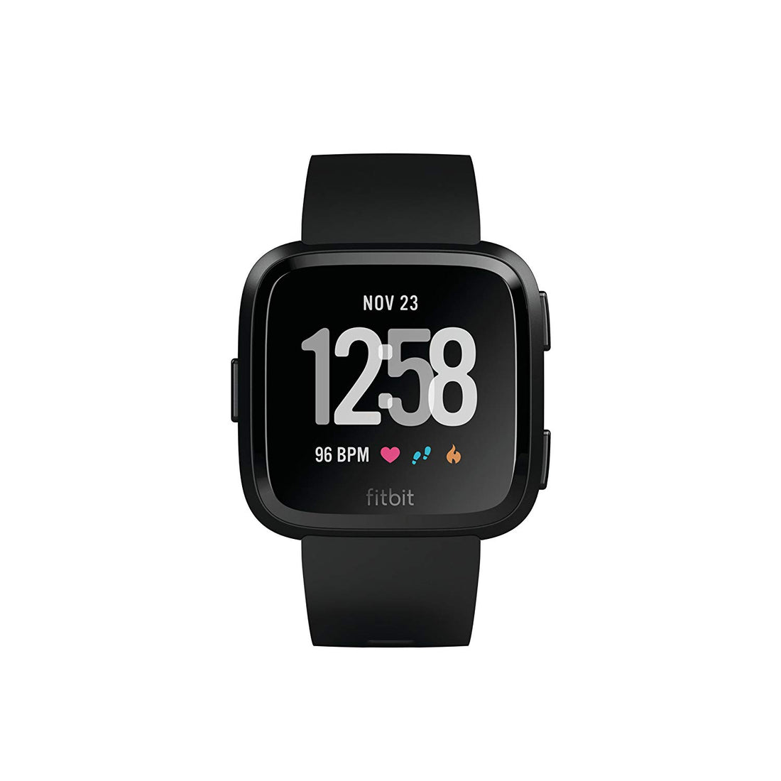 Fitbit Versa Smart Watch with Heart Rate Monitor, S &amp; L Bands Included - Black (Pre-Owned)