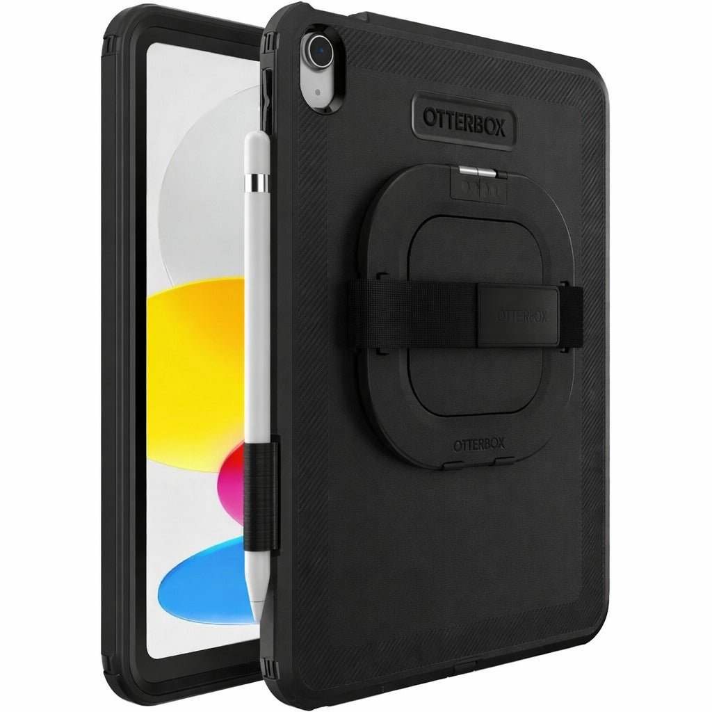 OtterBox DEFENDER SERIES Case with Kickstand & Handstrap for iPad 10th Gen - Black (Renewed)