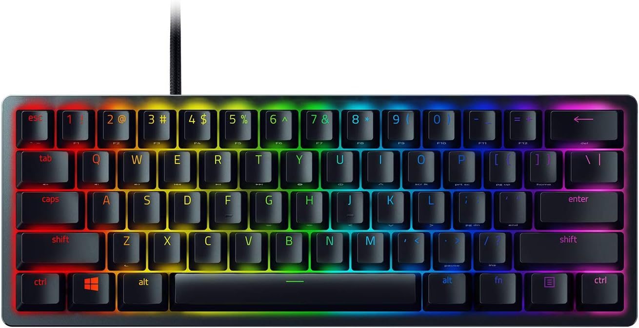 Razer Huntsman Mini 60% Wired Optical Clicky Switch RGB Gaming Keyboard - Black (Renewed)