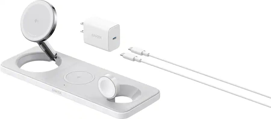 Anker 3-in-1 Wireless Charging Station (Qi 2.0, 15W) - White (Renewed)