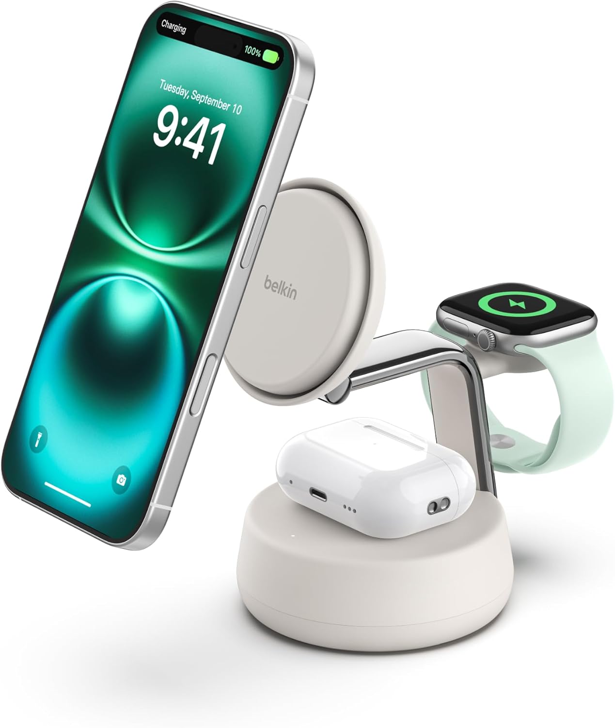 Belkin UltraCharge Pro 3-in-1 Magnetic Charging Dock - Sand (Refurbished)