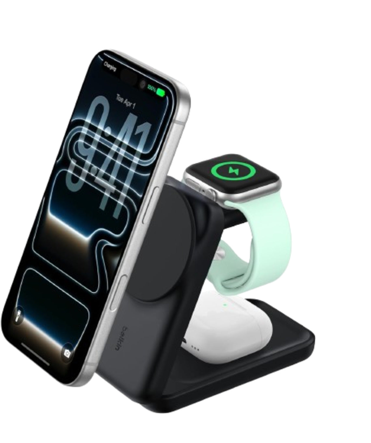 Belkin UltraCharge 3-in-1 Foldable Magnetic Charger - Black (Renewed)