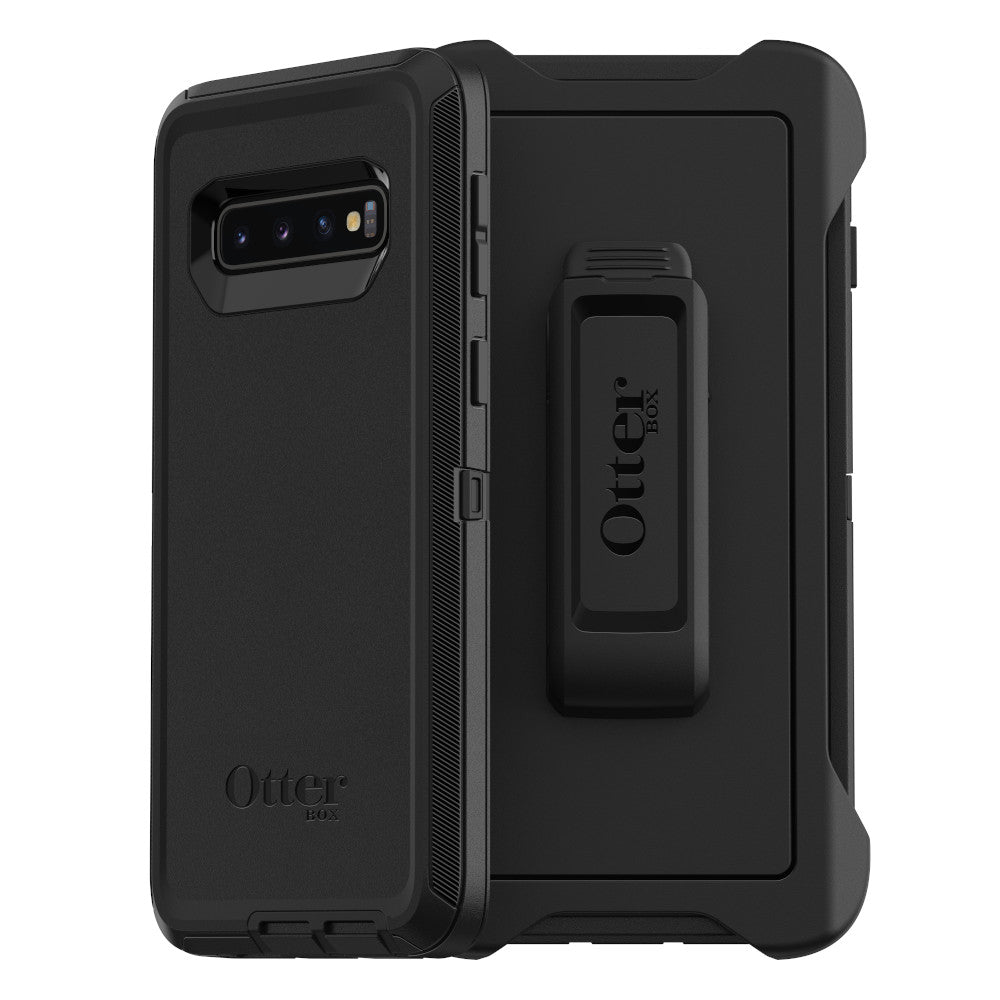 OtterBox DEFENDER SERIES Case &amp; Holster For Samsung Galaxy S10 - Black (New)