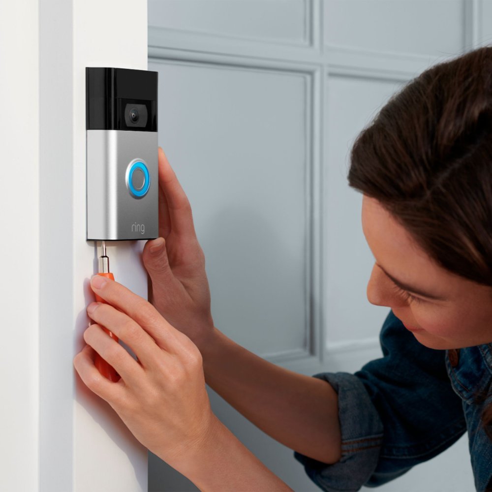 Ring Wi-Fi Smart Video Doorbell - Satin Nickel (New)