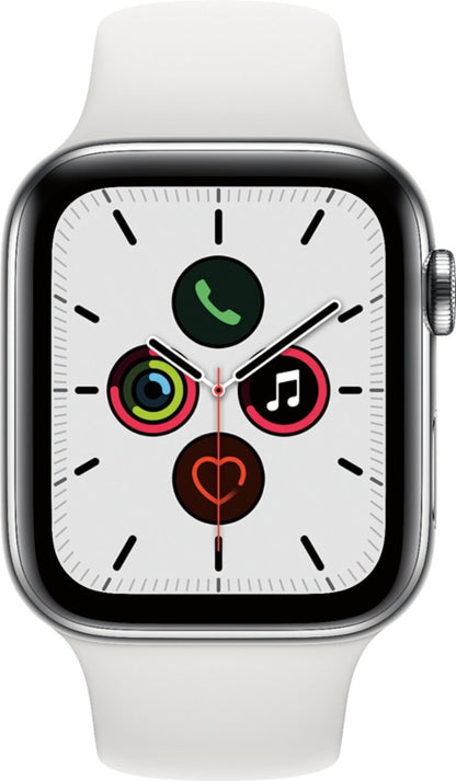 Apple Watch Series 5 (GPS + LTE) 40mm Silver Aluminum Case &amp; White Sport Band (New)