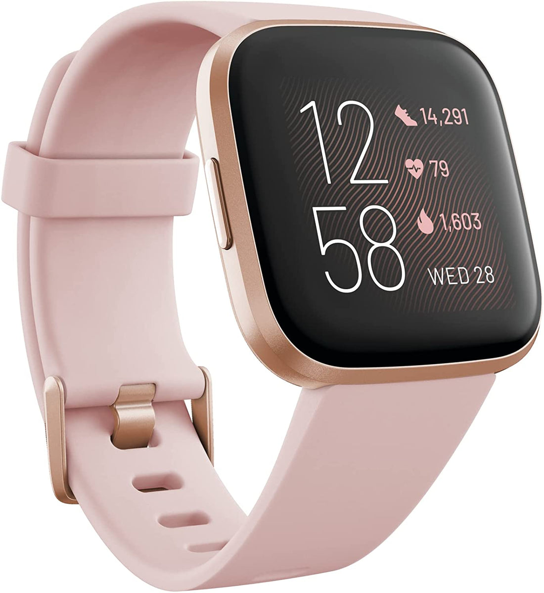 Fitbit Versa 2 Health and Fitness Smartwatch with Heart Rate - Petal Case &amp; Copper Rose Band(New)