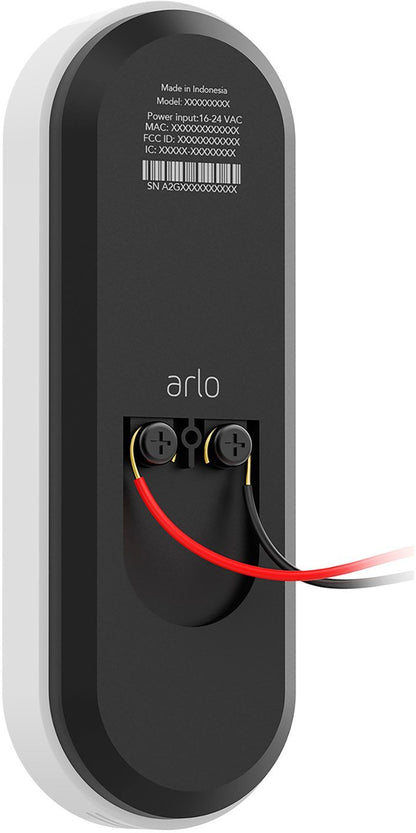 Arlo Wired Video Doorbell, HD Video Quality, 2-Way Audio - White/Black (New)