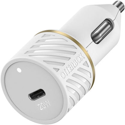 OtterBox Lightning to USB-C Fast Charge Car Charging kit - White (New)