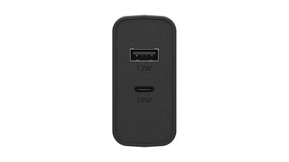 OtterBox USB-C and USB-A  Fast Charge Dual Port Wall Charger - Black